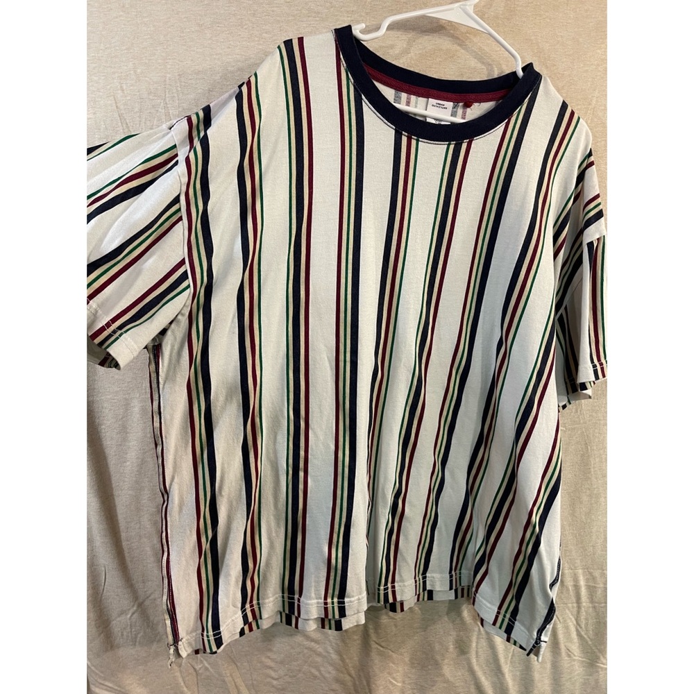 White Vertical Stripe T shirt